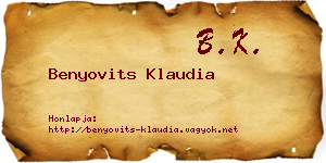 Benyovits Klaudia névjegykártya